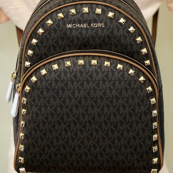 Michael Kors Abbey Studded Brown PVC Signature Med main image 7